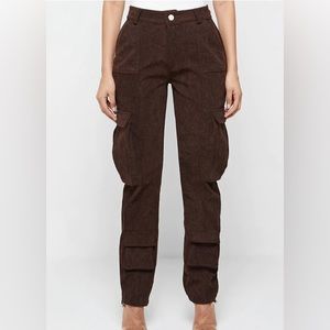 MANIÈRE DE VOIR CORDUROY MID RISE CARGO PANTS - BROWN